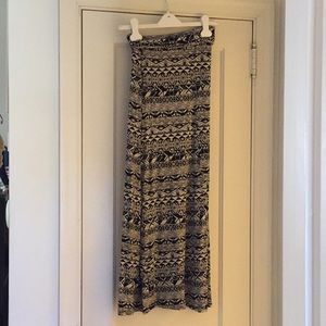 Long Black/White Aztec Print Skirt